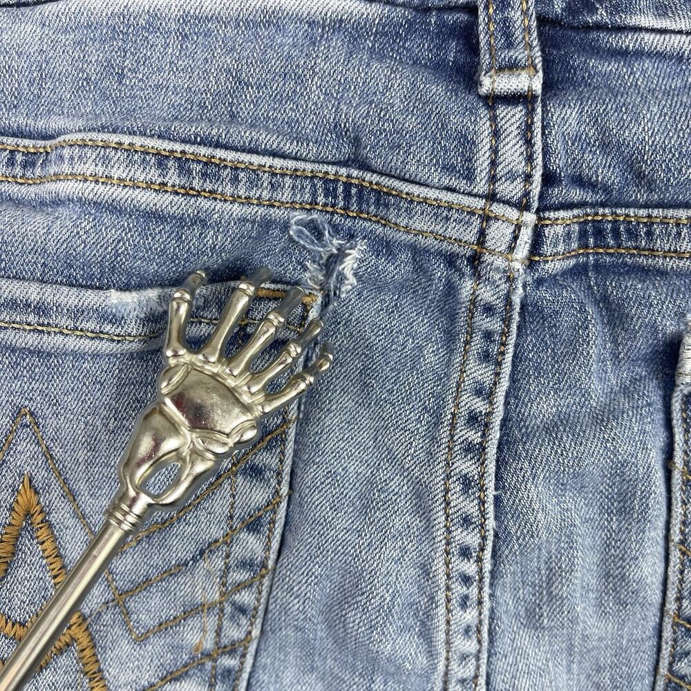 7 for All Mankind B (Air) A Pocket Size 26 Denim Jeans Flared Y2K Embroidered - Picture 15 of 15